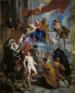 Azizlerle çevrili Kutsal Aile by Peter Paul Rubens